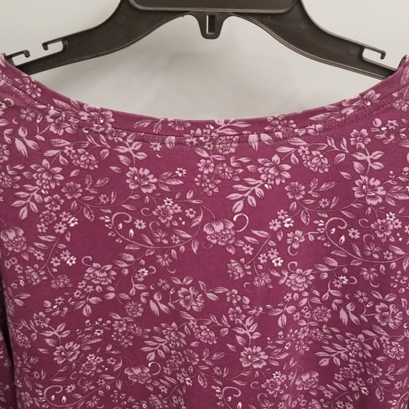 Laura Scott Purple & White 3/4 Length Sleeve Top - Picture 6 of 8